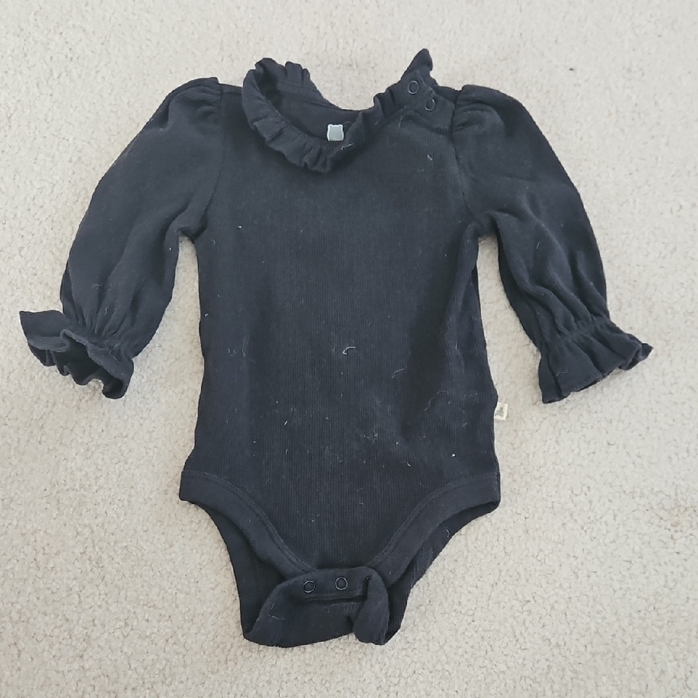 Gap Black Ruffled Long Sleeve Baby Onesie
